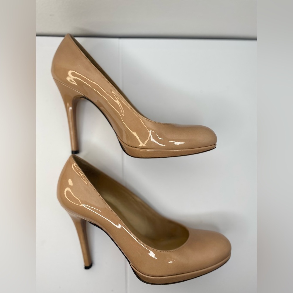 STUART WEIZTMAN 7 Elegant Luxury Designer Tan High Heels - Picture 7 of 10